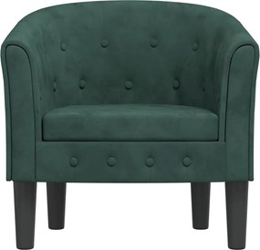 vidaXL Πολυθρόνα Μπάρελ Σκούρο Πράσινο Βελούδινη