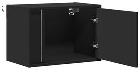 vidaXL Κομοδίνο Επιτοίχιο με Φώτα LED Μαύρο