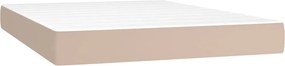 vidaXL Κρεβάτι Boxspring με Στρώμα Καπουτσίνο 140x200εκ.από Συνθ.Δέρμα