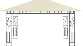 vidaXL Κιόσκι με Σήτα και Φωτάκια LED Κρεμ 4 x 3 x 2,73 μ.