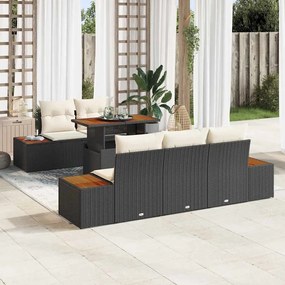 vidaXL Σέτ φαγητού για κήπο με μαξιλάρι 6 pcs Μαύρο και Μπεζ