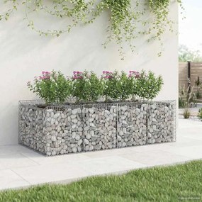 vidaXL Ανασηκωμένο κρεβάτι gabion 2 pcs Ασημί