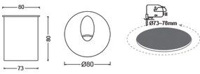 LED HP WALL RECESSED LUMINAIRE 3W 55LM 230VAC 3.000K DARK GREY CRI80 IP65 30.000HRS(INSTAL BOX INC) - LG721130G