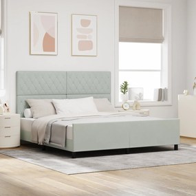 vidaXL Σκελετός Κρεβατιού Ανοιχτό γκρι 180 x 200 cm Βελούδο