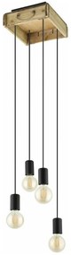 Φωτιστικό Οροφής 43591 Wootton Vintage 4/E27 Wood Natural-Black Eglo Metal,Wood