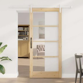 vidaXL Συρόμενη Πόρτα ORKDAL Καφέ 93 x 202 cm Μασίφ ξύλο πεύκου