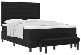 vidaXL Κρεβάτι με Στρώμα & Πάγκο Μαύρο 140x200 εκ. Υφασμάτινο