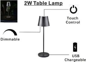 Πορτατίφ αφής επαναφορτιζόμενο LED 3,5W 3000k θερμό λευκό φως με λευκό σώμα IP54