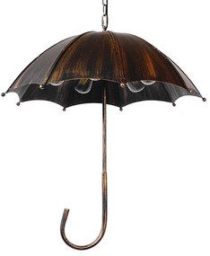 GloboStar UMBRELLA 01406 Vintage Industrial Κρεμαστό Φωτιστικό Οροφής Πολύφωτο 5 x E27 Μαύρο Καφέ Σκουριά Μεταλλικό Φ58 x Υ60cm