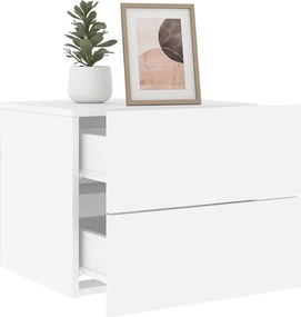 vidaXL Κομοδίνο Επιτοίχιο με Φώτα LED Λευκό