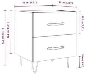 Κομοδίνο Καφέ Δρυς 40 x 35 x 47,5 εκ. από Επεξεργ. Ξύλο - Καφέ