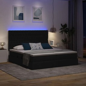 vidaXL LED Κρεβάτι αποθήκευσης με στρώμα Μαύρο 200 x 200 cm Ύφασμα