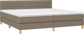 vidaXL Κρεβάτι Boxspring με Στρώμα &amp; LED Taupe 200x200 εκ. Υφασμάτινο