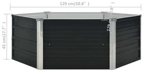 vidaXL Ζαρντινιέρα Ψηλή Ανθρακί 129x129x45 εκ. από Γαλβανισμένο Χάλυβα