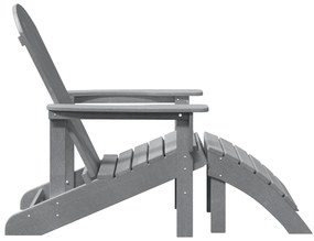 vidaXL Καρέκλα Adirondack με Υποπόδιο Ανοιχτό Γκρι HDPE