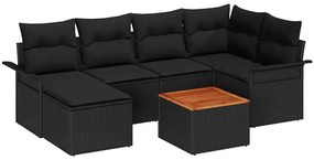 vidaXL Σετ Καναπέ Κήπου 7 pcs Μαύρο Πολυ ράταν