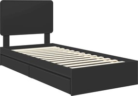 vidaXL Κρεβάτι Αποθήκης Μαύρο 100 x 200 cm Επεξεργασμένο Ξύλο