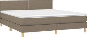 vidaXL Κρεβάτι Boxspring με Στρώμα &amp; LED Taupe 180x200 εκ. Υφασμάτινο