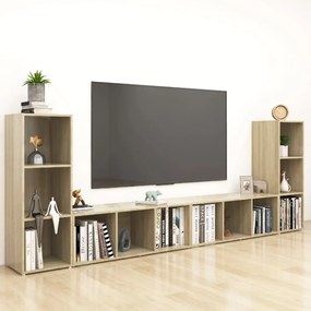 vidaXL Έπιπλα Τηλεόρασης 4 τεμ. Sonoma Δρυς 107x35x37 εκ. Μοριοσανίδα
