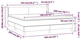 vidaXL Κρεβάτι Boxspring με Στρώμα Σκούρο Καφέ 160x200 εκ Υφασμάτινο