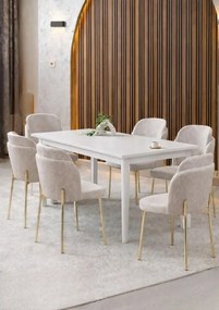 Stewehome Παρις σετ τραπεζαρίας 6 ατόμων λευκό μπεζ 44x45x105 cm