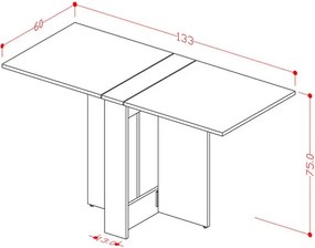 Stewehome Πτυσσόμενο Τραπέζι Κουζίνας MDF λευκό 133x75x75 cm