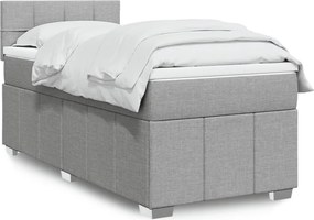 vidaXL Κρεβάτι Boxspring με Στρώμα Ανοιχτό Γκρι 90x200 εκ. Υφασμάτινο