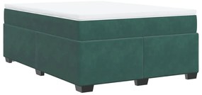 vidaXL Κρεβάτι Boxspring με Στρώμα Σκούρο Πράσινο 140x190εκ. Βελούδινο