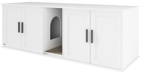 Ντουλάπι για γάτες, σπίτι για γάτες με πόρτα, διαχωριστικό, γατόψαρο για μεγάλες γάτες 145 x 49 x 51 cm Λευκό