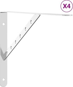 vidaXL Στηρίγματα Ραφιών 4 Τεμ. Ασημί 40x2,5x25 εκ. Ανοξείδωτο Ατσάλι