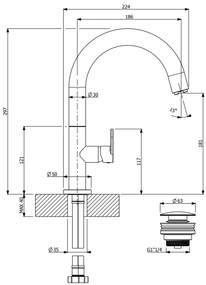 Μπαταρία νιπτήρος Vicario Slim II-Inox