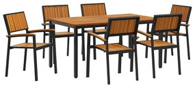 vidaXL Σετ Κήπου 7 Τεμαχίων Ξύλινο Ακακίας και Μέταλλο