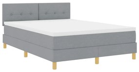 vidaXL Κρεβάτι box spring με στρώμα Ανοιχτό γκρι 140 x 200 cm ύφασμα