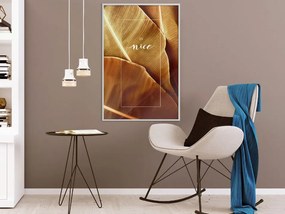 Αφίσα - Banana Leaves with a Message (Sepia) - 40x60 - Χρυσό - Χωρίς πασπαρτού