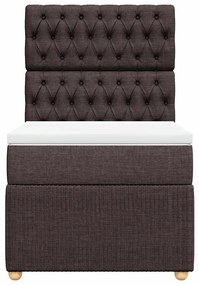vidaXL Κρεβάτι Boxspring με Στρώμα Σκούρο Καφέ 90x190 εκ. Υφασμάτινο