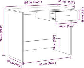 vidaXL Γραφείο Γυαλιστερό Λευκό 100 x 50 x 76 εκ. από Επεξ. Ξύλο