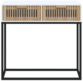 vidaXL Τραπέζι Κονσόλα Λευκό 80x30x75 εκ. Επεξεργασμένο Ξύλο / Σίδερο