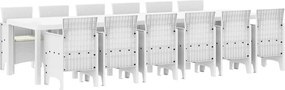 vidaXL Σέτ φαγητού για κήπο 13 pcs Λευκό Rattan Polt