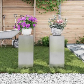 vidaXL Βάση φυτών 2 pcs Ασημί 24 x 24 x 55 εκ. Ανοξείδωτο ατσάλι