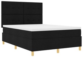 vidaXL Κρεβάτι με Μοχλό και Στρώμα Μαύρο 140x200 εκ. Ύφασμα