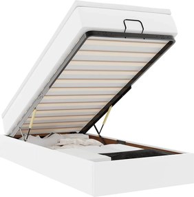 vidaXL Οθωμανικό κρεβάτι με στρώμα Λευκό 100x200cm Faux Leather