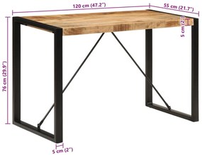 Τραπεζαρία 120 x 55 x 76 εκ. από Μασίφ Ακατέργαστο Ξύλο Μάνγκο - Καφέ