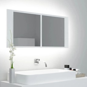Καθρέφτης Μπάνιου με Ντουλάπι LED Λευκός 100x12x45 εκ Ακρυλικός - Λευκό