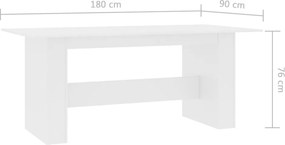 vidaXL Τραπεζαρία Λευκή 180 x 90 x 76 εκ. από Επεξ. Ξύλο