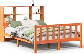 vidaXL Κρεβάτι Βιβλιοθήκη Χωρίς Στρώμα Καφέ 160x200 εκ Μασίφ Πεύκο