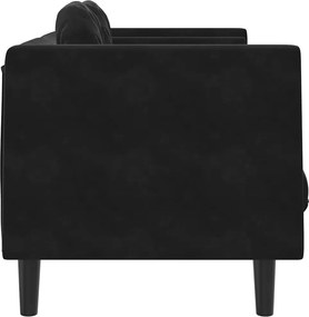 vidaXL Πολυθρόνα Διθέσια Μαύρη Βελούδινη με Μαξιλάρια