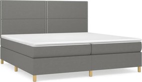 vidaXL Κρεβάτι Boxspring με Στρώμα Σκούρο Γκρι 200x200 εκ. Υφασμάτινο