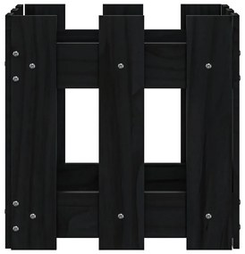 Ζαρντινιέρα με Σχέδιο Φράχτη Μαύρη 30 x 30 x 30 εκ. Μασίφ Πεύκο - Μαύρο