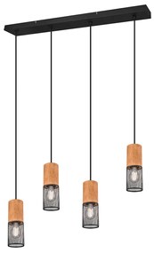 Φωτιστικό Κρεμαστό Ράγα Trio Lighting Tosh 304300432 Ξύλο - Μαύρο Ματ