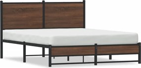 vidaXL Σκελετός Κρεβ. Χωρίς Στρώμα Καφέ Δρυς 150x200 εκ. Μεταλλικό